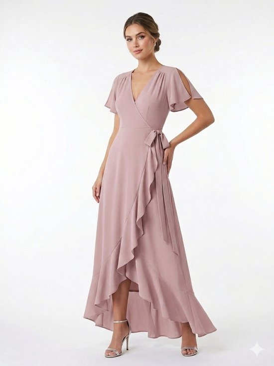 Altar'd State Dresses & Skirts - Altar'd State Mauve Wrap High-Low Maxi Dress